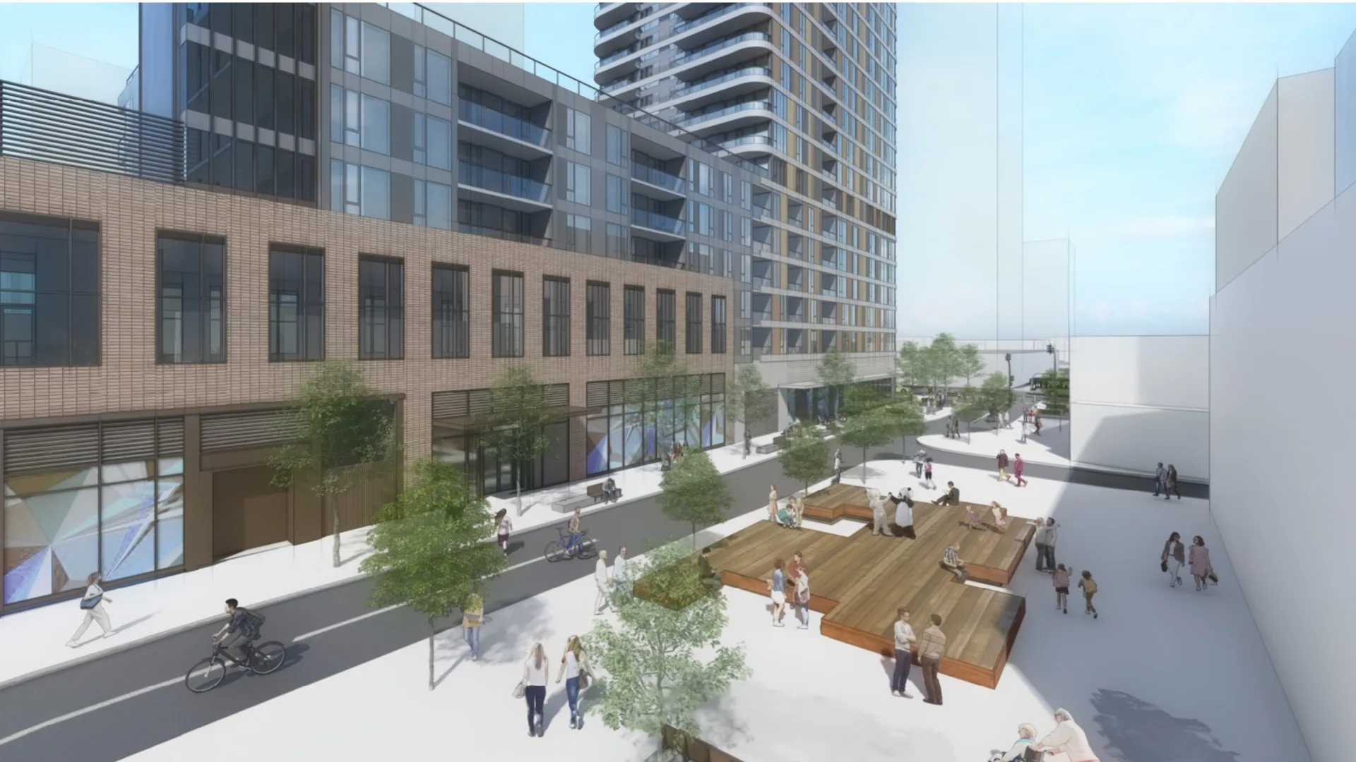 Developer visualization of the building exterior and public realm